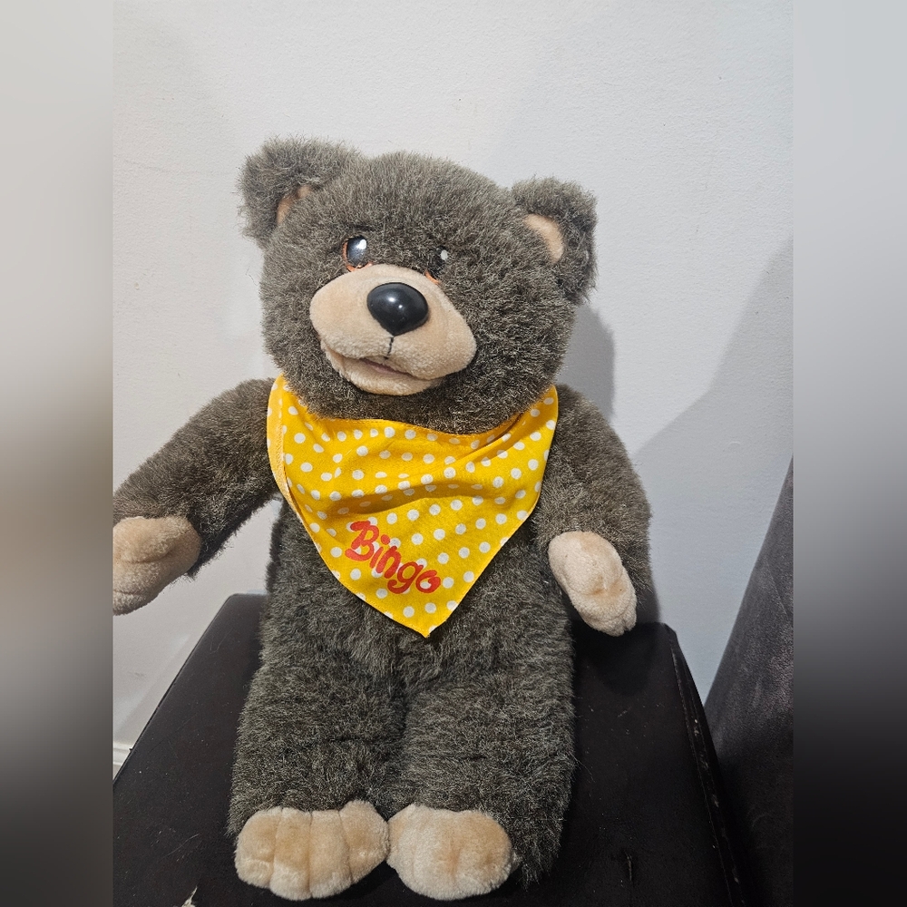 1986 Bingo Bear Plush Hand Puppet Hasbro Softies Collectible